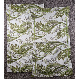 Schweitzer Linens Set of 2 King Size Pillow Shams Green Brown Paisley Print